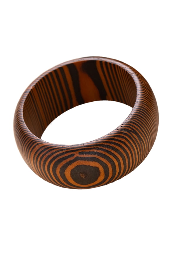 Vintage Ornate Carved Wooden Bangle Artistic Wide Cuff For Women Elegant Natural Jewelry Accessory