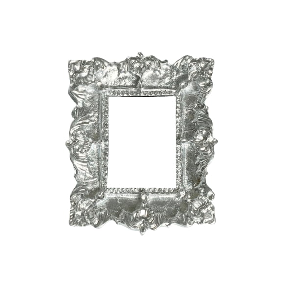 Vintage Ornate Mini Picture Frame Solid Resin Photo Frame Silver Baroque Style Tabletop and Wall Decor Small 2 X 3 Inch Single Pack