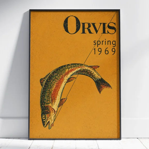 Vintage Orvis 1969 Poster Trout Fishing Art Print Retro Angler Wall Decor Home Decor Office Wall Art