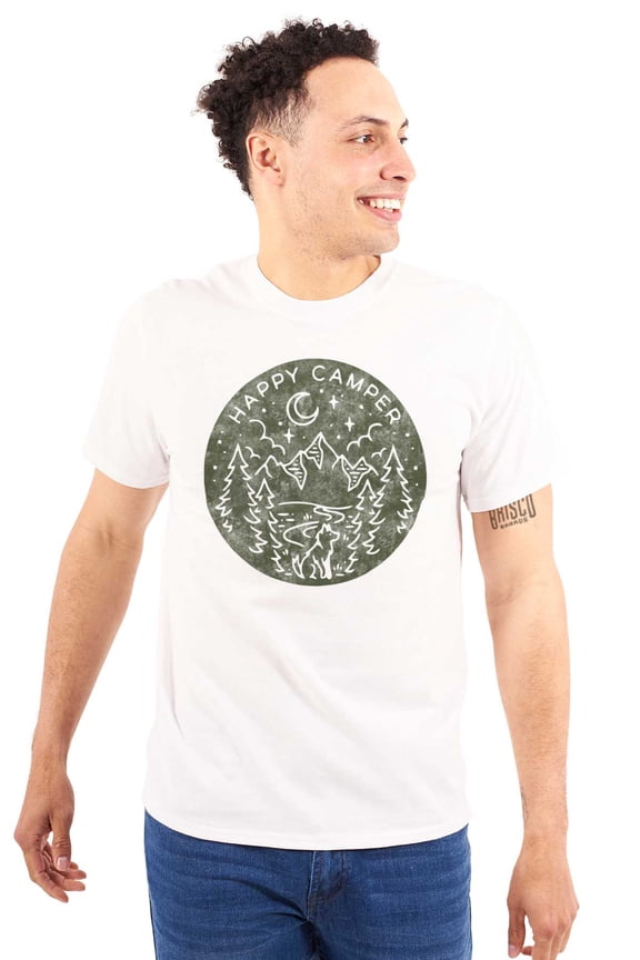 Vintage Outdoor Night Happy Camper Men's Graphic T Shirt Tees Brisco Brands S