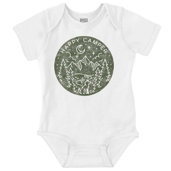 Vintage Outdoor Night Happy Camper Romper Boys or Girls Infant Baby Brisco Brands 6M