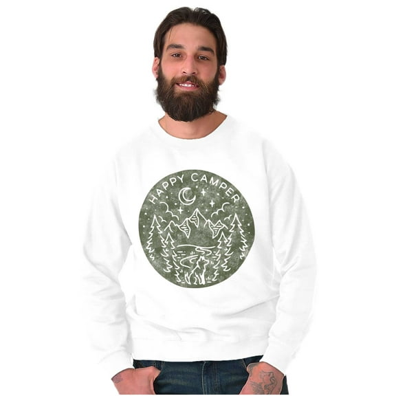 Vintage Outdoor Night Happy Camper Unisex Plus Fleece Graphic Sweatshirt Brisco Brands 5X