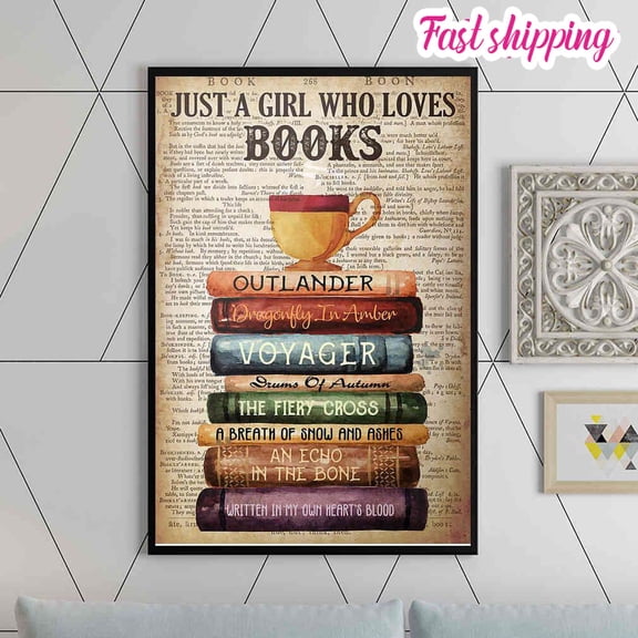 Vintage Outlander Dragonfly In Amber Just A Girl Who Loves Books Poster Prints Poster Wall Art Vertical 11 x 17 Inch Poster