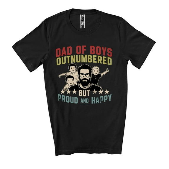 Vintage Outnumbered But Proud And Happy Dad Of Boys; Joyful Father's Day Sons; Family Unisex T-Shirt