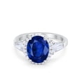 thumbnail image 1 of Vintage Oval & Baguette Engagement Ring Blue Sapphire CZ 925 Sterling Silver Size 8, 1 of 4