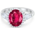 thumbnail image 1 of Vintage Oval & Baguette Engagement Ring Ruby CZ 925 Sterling Silver Size 5, 1 of 4