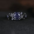 thumbnail image 1 of Vintage Oval Blue Sandstone Engagement Ring in 14K Black Gold Vermeil- Promise Ring, 1 of 6