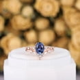 thumbnail image 1 of Vintage Oval Cornflower Blue Sapphire Engagement Ring- 14k Rose Gold Vermeil- Hidden Halo Promise Ring Set- Handmade Jewelry, 1 of 3