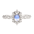 thumbnail image 1 of Vintage Oval Cut Moonstone & White Diamond Wedding Ring in 925 Sterling Silver - june Birthstone - Birthday Gift For Her, 1 of 6