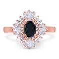 thumbnail image 1 of Vintage Oval Halo Wedding Ring Rose Tone Black CZ 925 Sterling Silver Size 9, 1 of 5
