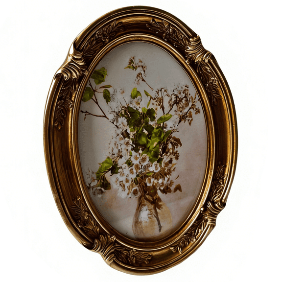 Vintage Oval Picture Frame 4x6, Antique Gold Baroque Photo Frame, Ornate Wall & Tabletop Display, Victorian Style Home Decor Gift