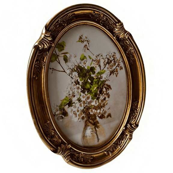 Vintage Oval Picture Frame 4x6, Antique Gold Baroque Photo Frame, Ornate Wall & Tabletop Display, Victorian Style Home Decor Gift