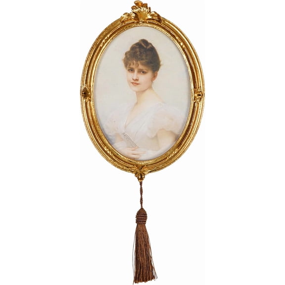 Vintage Oval Picture Frame with Pendant 5x7 Inch, Gold Antique Photo Frames with Glass Front for Tabletop and Wall Hanging, Home Decor, Art Deco, Photo Gallery, Displays, Gift Ideas gold, 5x7)