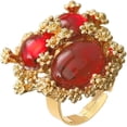 thumbnail image 1 of Vintage Oval Round Stone Statement Ring for Women Gold Plated Elegant Colorful Birthstone Flower Beaded Adjustable Open Wrap Finger Rings Comfort Fit Antique Art Deco Jewelry, 1 of 12