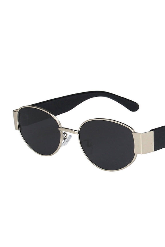 Vintage Oval Sunglasses, Metal Frame, Resin Lens, UV400 Protection, Universal Style, Small Frame, Hip Hop Style