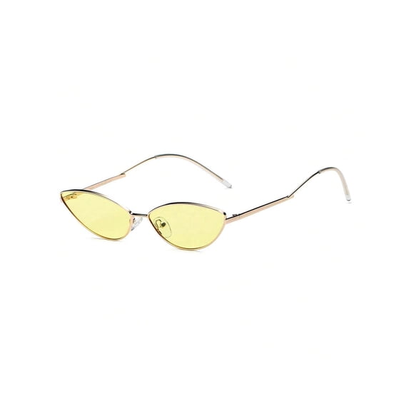 Vintage Oval Sunglasses for Women Small Triangle Polarized Sun Glasses Metal Frame and UV Protection