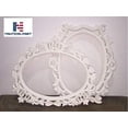 thumbnail image 1 of Vintage Oval Wall Frame Fancy Laser Cut White Carved Mirror Frame Wall Decor Prop, 1 of 2