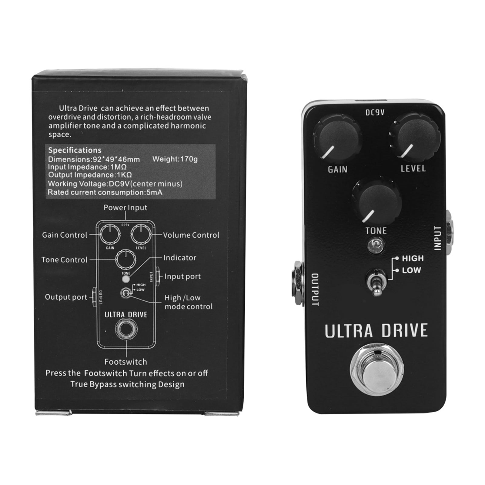 Vintage Overdrive Pedal Metal Guitar Effector Aluminum Alloy Texture Suitable for Guitarists and Music Producers Present