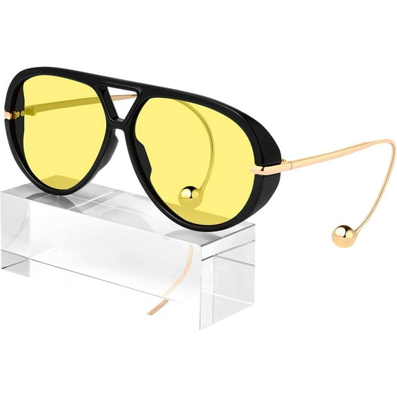 Vintage Oversized Aviator Sunglasses Women, Trendy 70s Retro Pilot Shield Big Frame Eyewear Sun Glasses