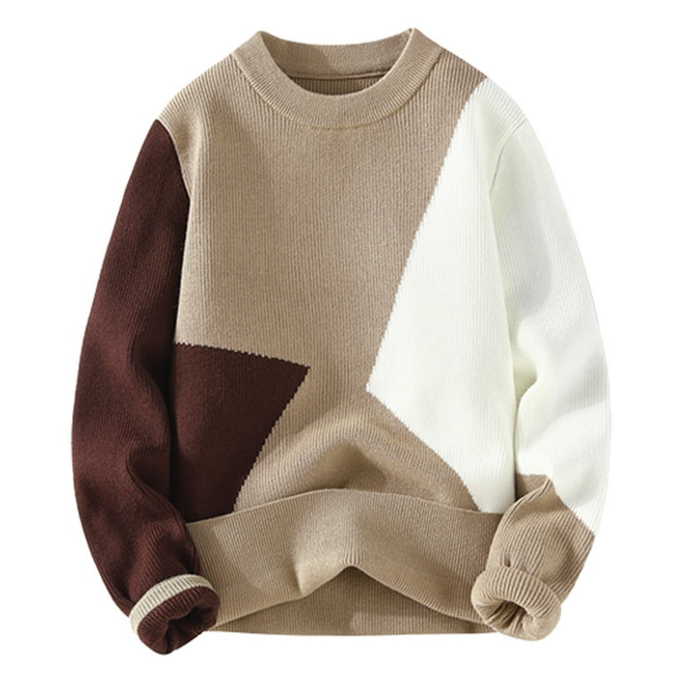 Vintage Oversized Mens Sweater Crewneck Long Sleeve Pull on Casual