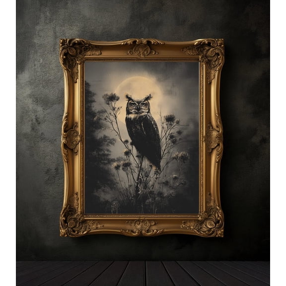 Vintage Owl Art Wall Art Dark Academia Gothic Home Art
