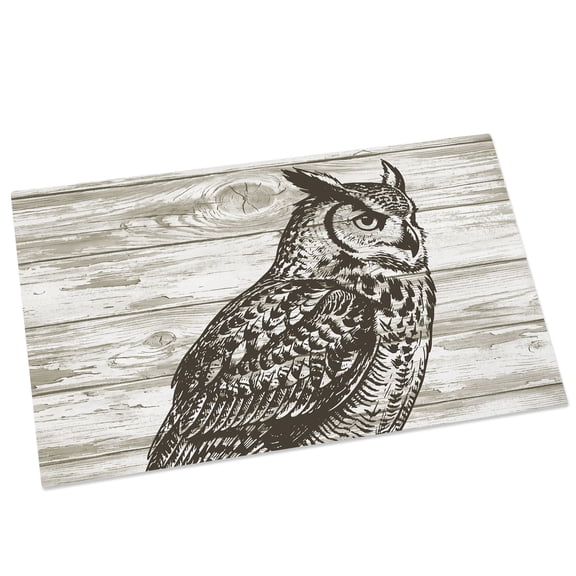 Vintage Owl Door Mat 16x24 Inch Animal Countryside Retro Wood Grain Entryway Rug with Non-Slip Rubber, Front Door Mat Indoor Floor Mats for Living Room Bathroom Bedroom Home Office