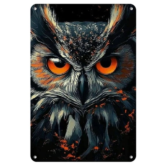 Vintage Owl Metal Tin Sign - Versatile Wall Art for Home, Gym, Cafe & Garden Decor | Easy Hang, Durable Indoor/Outdoor Use, Metal Wall Art Decor