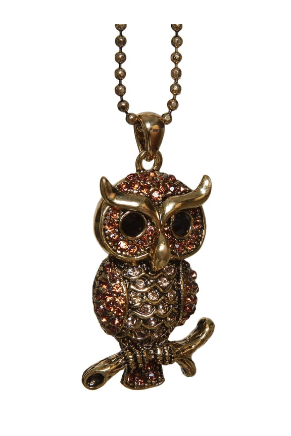 Vintage Owl Pendant Necklace - Bronze
