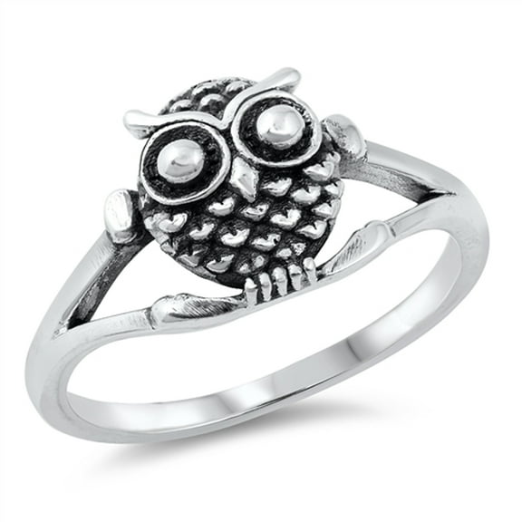 Vintage Owl Statement Ring .925 Sterling Silver Band Jewelry Female Male Unisex Size 8