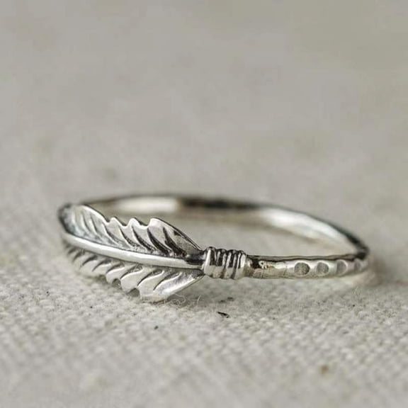 Vintage Oxidized 925 Silver Leaf Braided Twisted Wrap Thumb Ring Feather Leaf Simple Silver Midi Ring Sizes