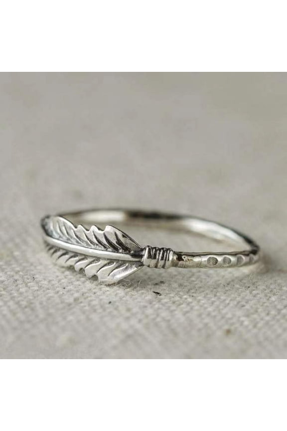 Vintage Oxidized 925 Silver Leaf Braided Twisted Wrap Thumb Ring Feather Leaf Simple Silver Midi Ring Sizes