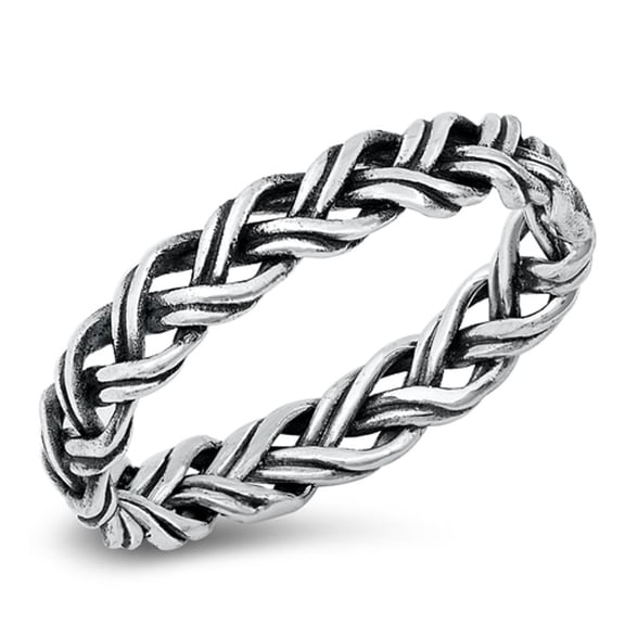 Vintage Oxidized Braided Ring .925 Sterling Silver Band Jewelry Female Male Unisex Size 6