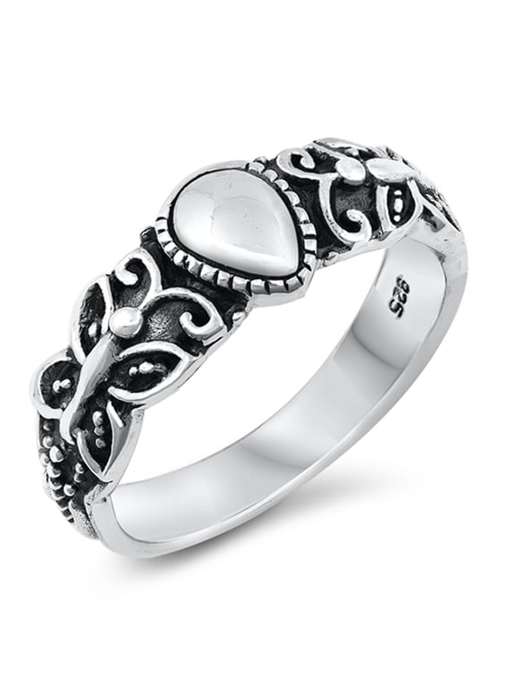 Vintage Oxidized Butterfly Filigree Swirl Animal Sterling Silver Ring 925 Jewelry Female Male Size 9