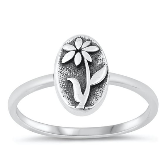 Vintage Oxidized Flower Ring .925 Sterling Silver Band Jewelry Female Male Unisex Size 3