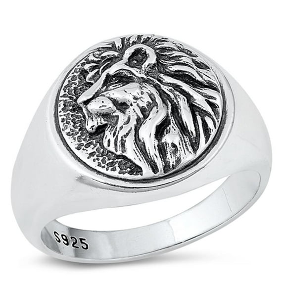 Vintage Oxidized Lion Cat Ring .925 Sterling Silver Band Jewelry Female Male Unisex Size 7