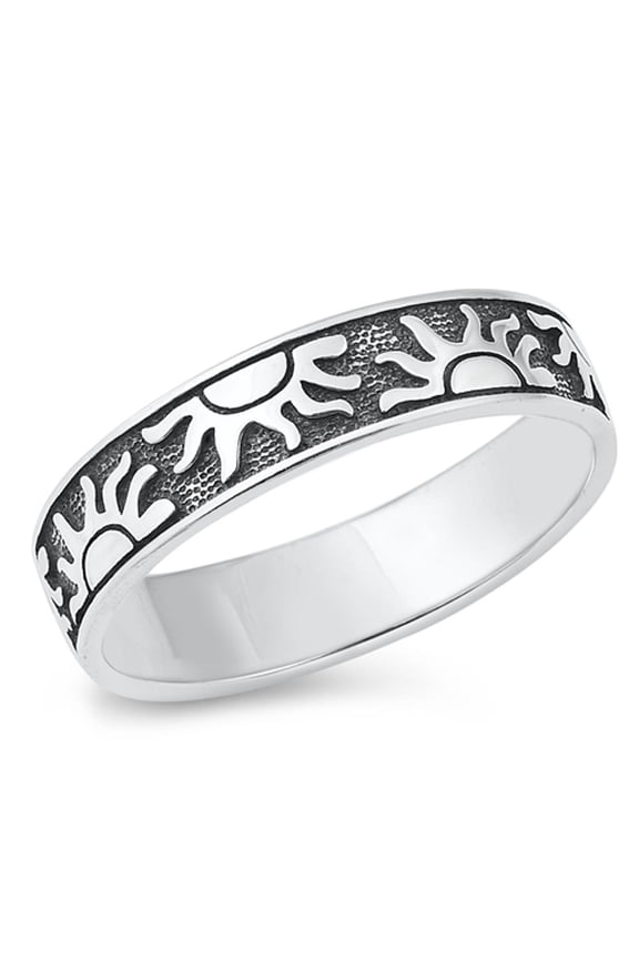 Vintage Oxidized Sun Ring .925 Sterling Silver Band Jewelry Female Male Unisex Size 9