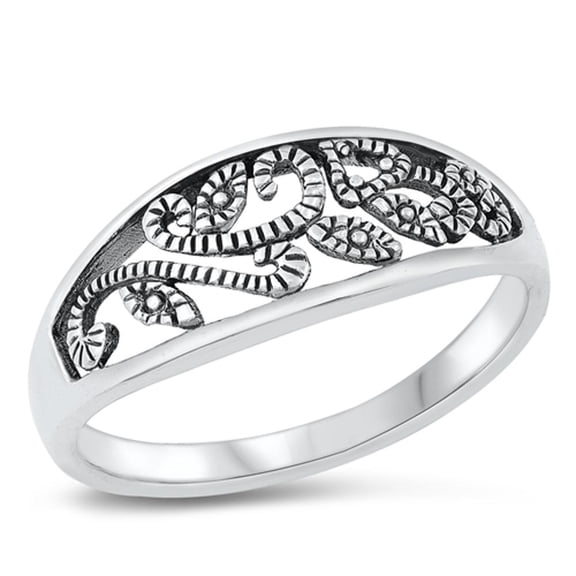 Vintage Oxidized Vines Ring .925 Sterling Silver Band Jewelry Female Male Unisex Size 9