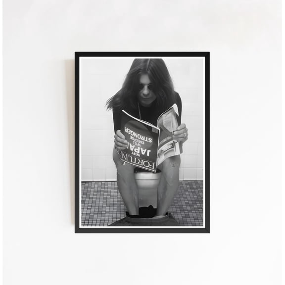 Vintage Ozzy Osbourne On Toilet Poster, Funny Bathroom Wall Art, Black And White Toilet Print Unframed Paper Print
