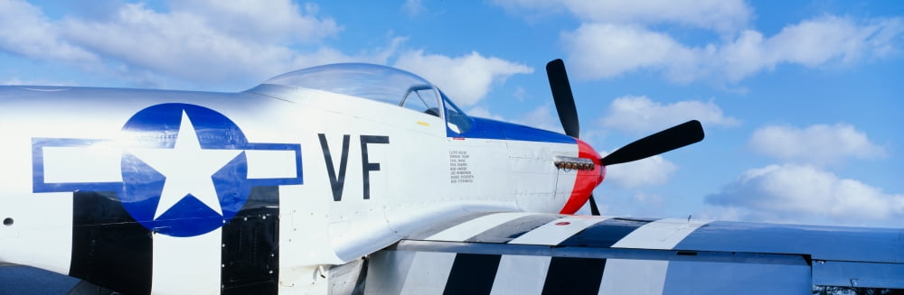Vintage P51 fighter aircraft Burnet Texas Canvas Art - Panoramic Images (27 x 9)
