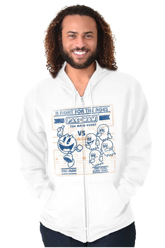 Vintage PACMAN Fight for the Ages Unisex Plus Size Zip Hoodie Brisco Brands 2X