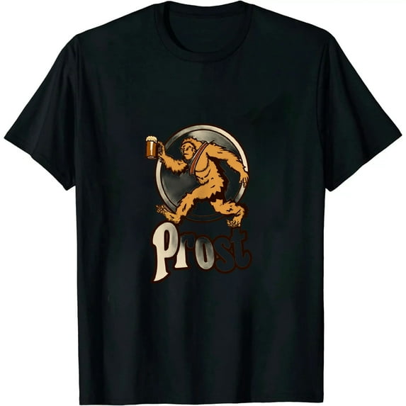 Vintage PROST! Bigfoot Yeti Drinking Beer German Oktoberfest T-Shirt
