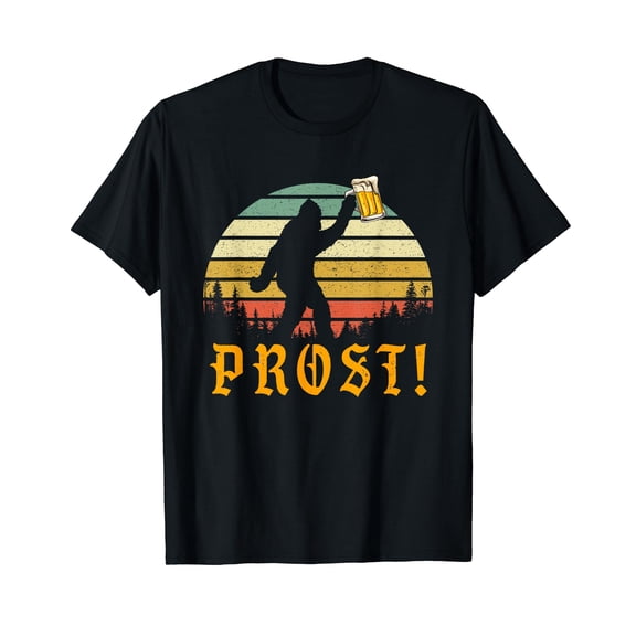 Vintage PROST! Bigfoot Yeti Drinking Beer German Oktoberfest T-Shirt