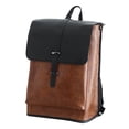 thumbnail image 1 of Vintage PU Leather Backpack for Men Women, Retro British Style School Bag with 15.6 Inch Laptop Compartment, Large Capacity Waterproof Travel Daypack with Flap & Buckle Closure, Brown/Black, 1 of 5