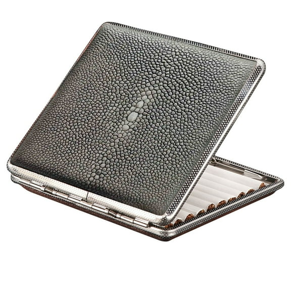 Vintage PU Leather Cigarette Case, Metal Holder Box for 20 Regular Size Cigarettes, Waterproof Crush-Proof Design for Men & Women