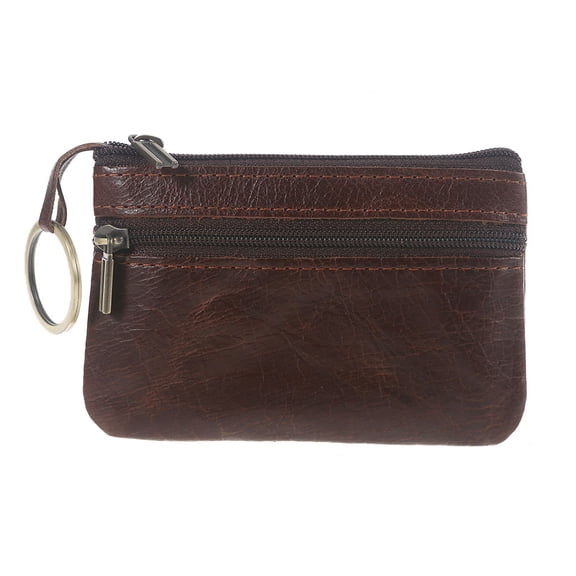 Vintage PU Leather Men's Zipper Purses Coin Purse Cash Change Pocket Wallet for Key Holder Money Pouch