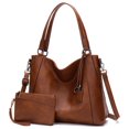 thumbnail image 1 of Vintage PU Leather Tote Handbag for Women, 2-in-1 Top Handle Satchel Crossbody Shoulder Bag, Casual Daily Work Travel Purse, 1 of 9