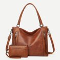 thumbnail image 1 of Vintage PU Leather Tote Handbag for Women, 2-in-1 Top Handle Satchel Crossbody Shoulder Bag, Casual Daily Work Travel Purse, 1 of 7