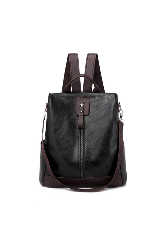 Vintage PU Leather Travel Backpack Teenager School Bag Female Luxury Bookbag