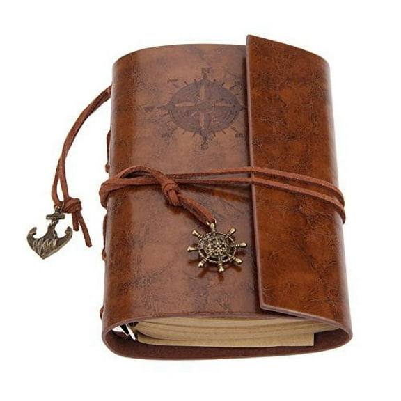 Vintage PU Leather Travel Notebook Refillable Journals Lined Paper Diary Planner Writing Notepad Pocket Note Book for Men & Women, Page Size5.12x3.35inch, 88 Sheets/176 Pages(Brown)