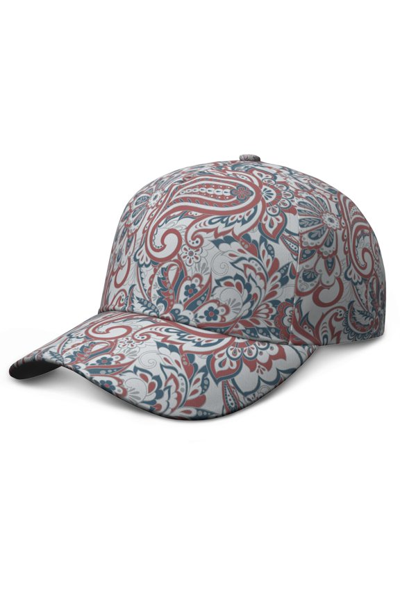 Vintage Paisley Baseball Cap - Adjustable Snapback Boho Hat with Curved Brim & Breathable Eyelets for Men Women